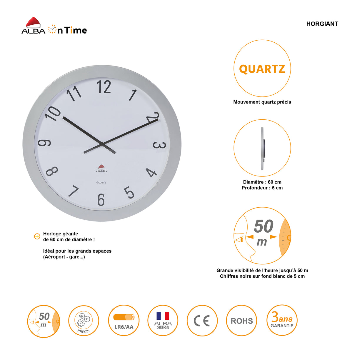 Alba Large Office Wall Clock