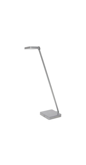 Alba LED silver desk lamp with an adjustable arm and weighted square base