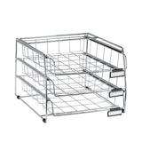 Alba Letter Tray Set With 3 Sliding Drawers Chromed Metal Wire – French-Style Office Organizer