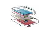 Alba Letter Tray Set With 3 Sliding Drawers Chromed Metal Wire – French-Style Office Organizer