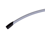 Close-up of a metal clothes hanger with a black ABS shoulder tip