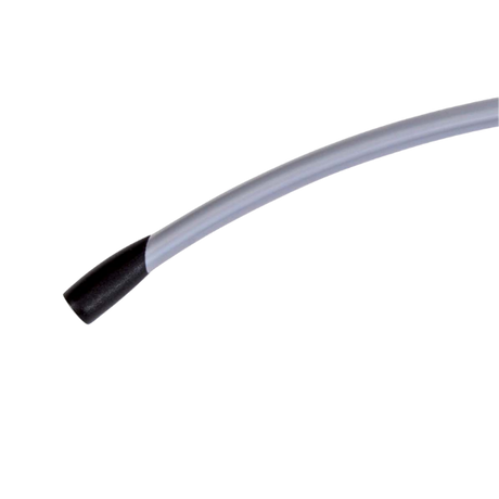 Close-up of a metal clothes hanger with a black ABS shoulder tip