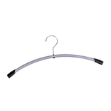 Metal clothes hanger with ABS shoulder tips, curved design, on white background