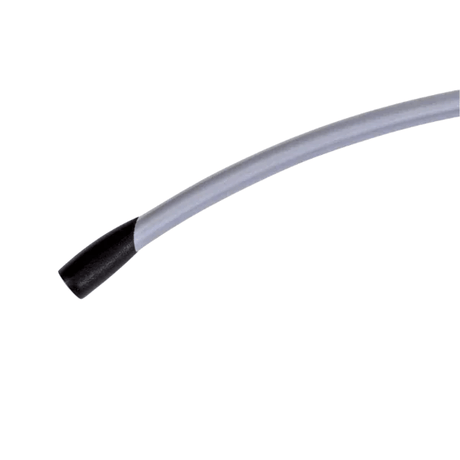 Close-up of a metal clothes hanger with a black ABS shoulder tip