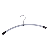 Metal clothes hanger with ABS shoulder tips, curved design, on white background