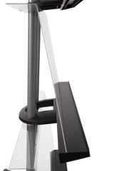 Alba Mobile Magazine Display – Large Transparent 4-Shelf Brochure Rack with Wheels