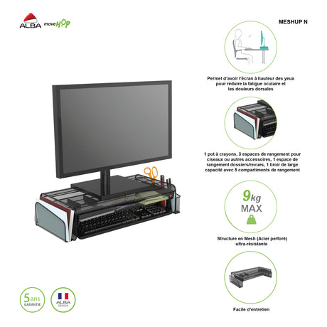 Alba Monitor Stand with Office Desk Organizer