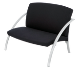 Alba Nova Two-Seat Reception Chair – Black Upholstered Guest Sofa with Steel Frame