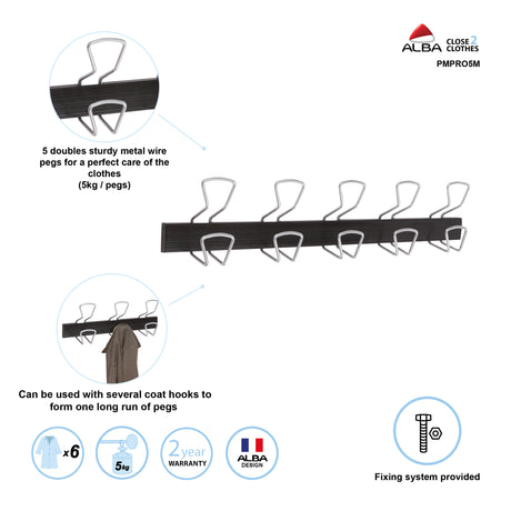 Alba Pro Wall Mounted Double Peg Rail