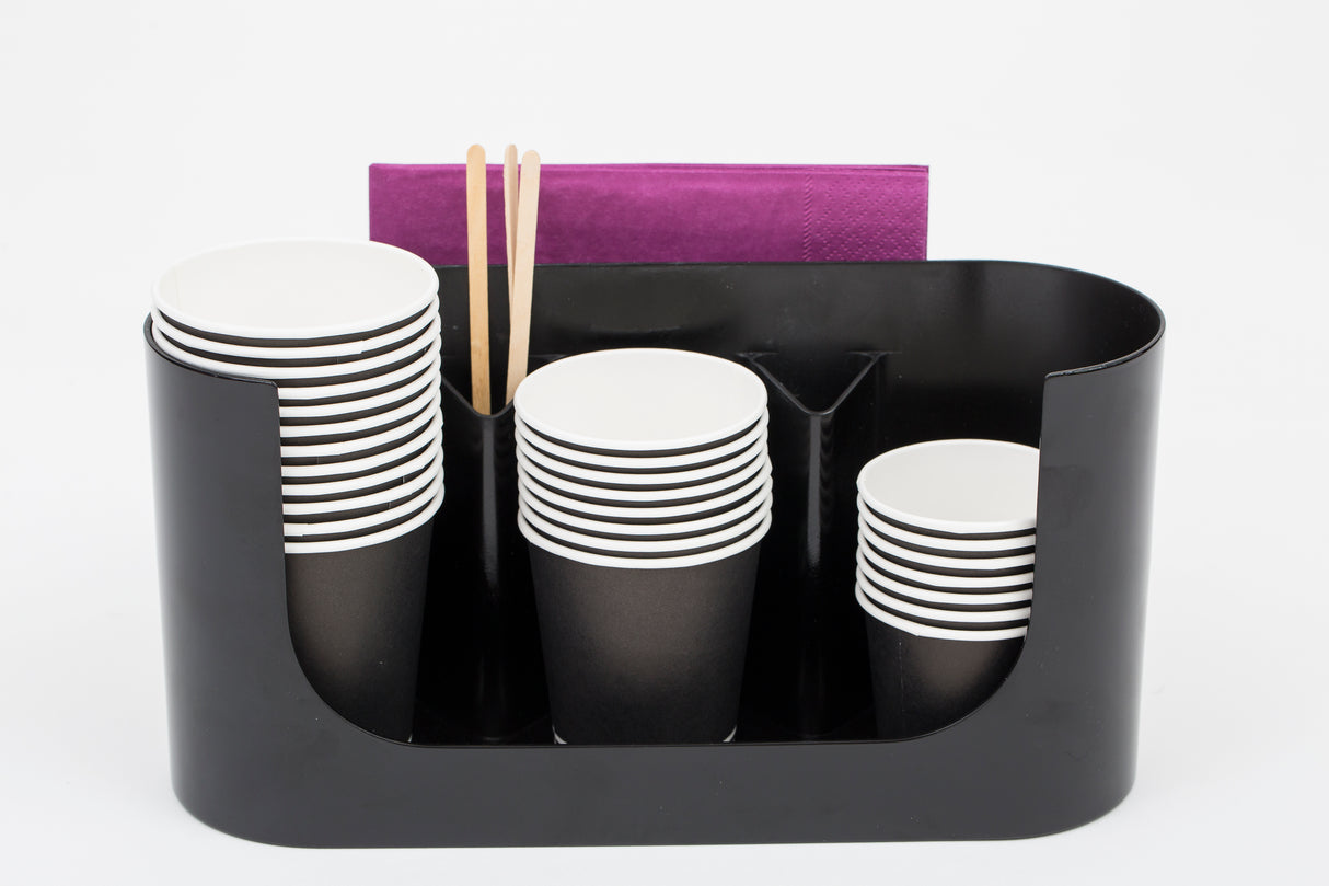 Alba Rendez-Vous Cup Organizer – 3-Compartment Coffee Cup, Stirrer, and Napkin Holder