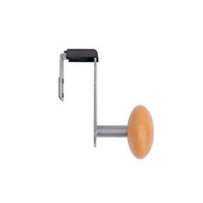Alba single door mounted coat peg with a wooden knob and silver metal bracket