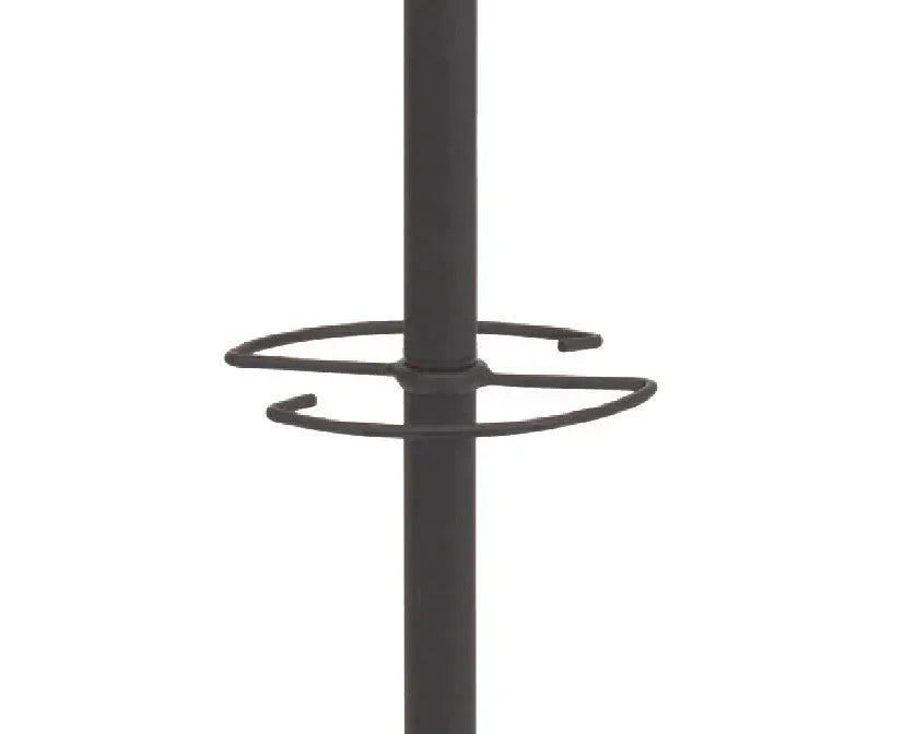 Black metal umbrella stand with circular holder for office or home entryway storage