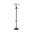 Black metal coat rack with umbrella holder, ideal for office or home entryway organization
