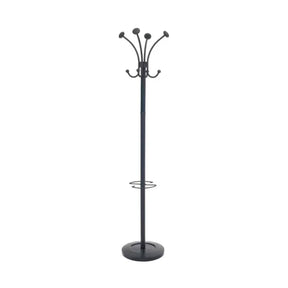 Alba Viena freestanding black coat stand with 8 hanging pegs and a circular base