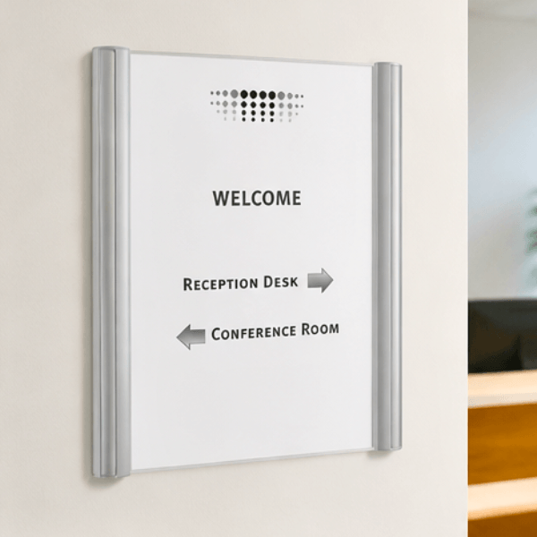 Alba Silver Wall and Door Mount Sign Holder Display