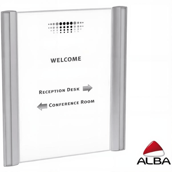 Alba Silver Wall and Door Mount Sign Holder Display
