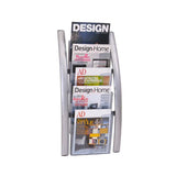 Alba wall mounted literature display with 5 compartments holding design magazines