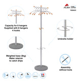 Alba Wave Freestanding Coat Stand with 6 Hangers