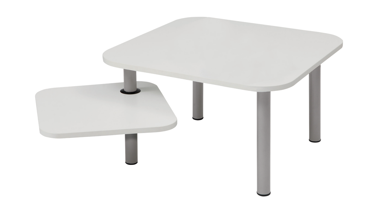 Alba Square White Coffee Table with Rotating Top – Modern Reception and Waiting Room Table