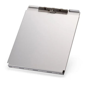 Officemate Aluminum Dual Storage Form Holder with silver metallic finish and clip
