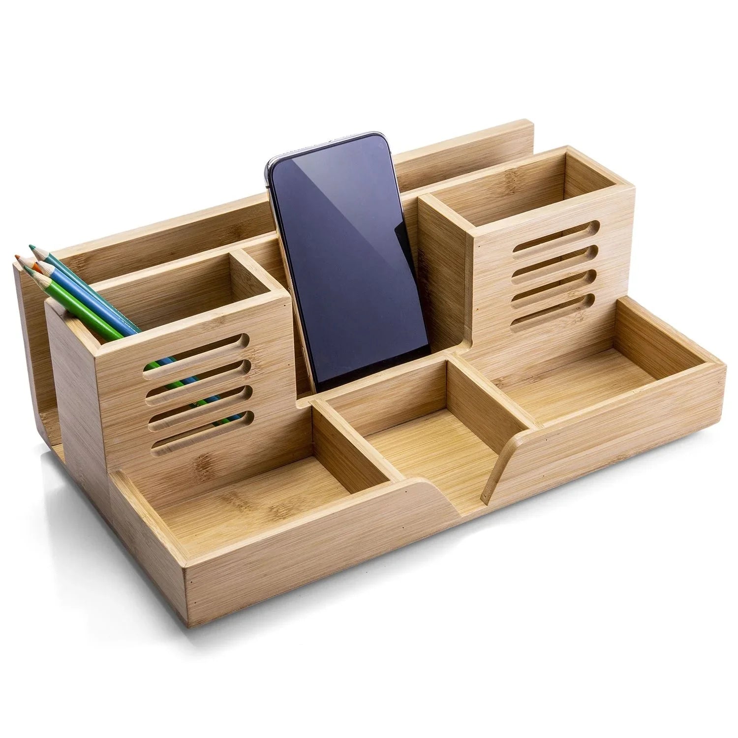 Bamboo Desk Organizer with 7 Compartments – Victor® Technology