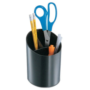 Officemate® Big Pencil Cup in black holding scissors, pencils, and markers