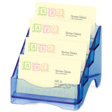 Blue Glacier Business Card Holder, 4-Tier, Transparent Blue