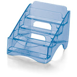 Blue Glacier Business Card Holder, 4-Tier, Transparent Blue
