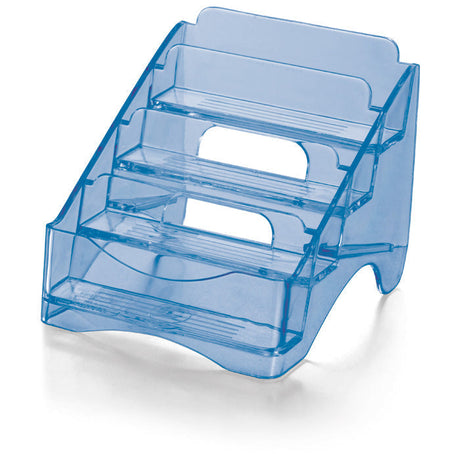 Blue Glacier Business Card Holder, 4-Tier, Transparent Blue