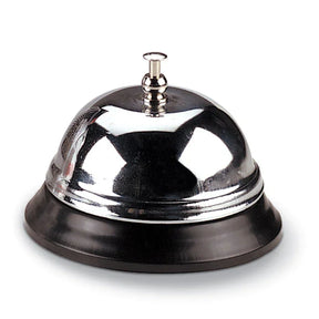Officemate® polished chrome call bell with a black base