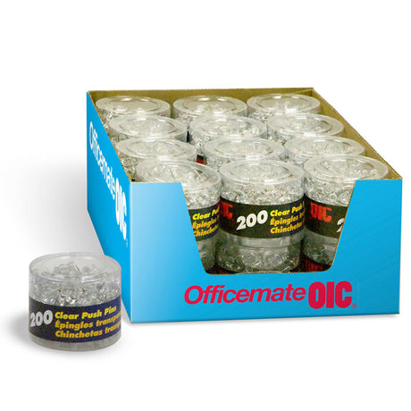 Clips and Fasteners - Push Pins, Clear, 24-Educational and School Supplies - PDQ-Display