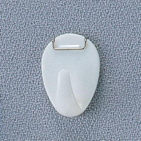 White Officemate® cubicle hook with metal mounting bracket on a grey fabric wall.