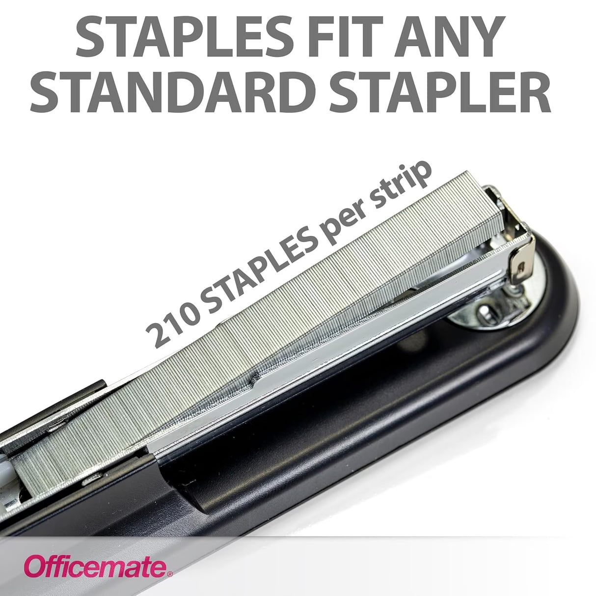 Standard desktop stapler with strip of 210 staples, compatible with all standard staplers