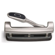Officemate® EZ Lever® Adjustable 3-Hole Punch in silver and black