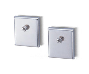 Two silver Officemate® heavy duty large square magnets with center screws.