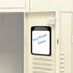 Officemate® magnetic dry-erase memo clipboard attached to a metal locker door.