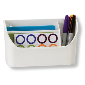 White Officemate® Magnetic Organizer holding markers, folders, and notebooks.