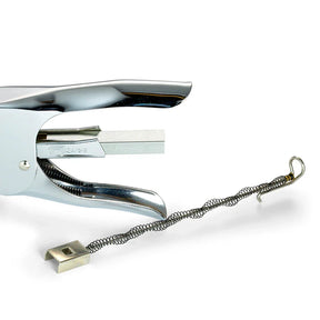 Officemate® Classic Plier Stapler with a long staple strip next to it.