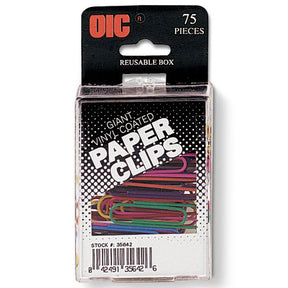 Pack of Officemate® Giant Vinyl Coated Paper Clips in assorted colors