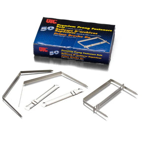Officemate® Premium 2-inch Prong Fastener Set with box and loose metal fasteners