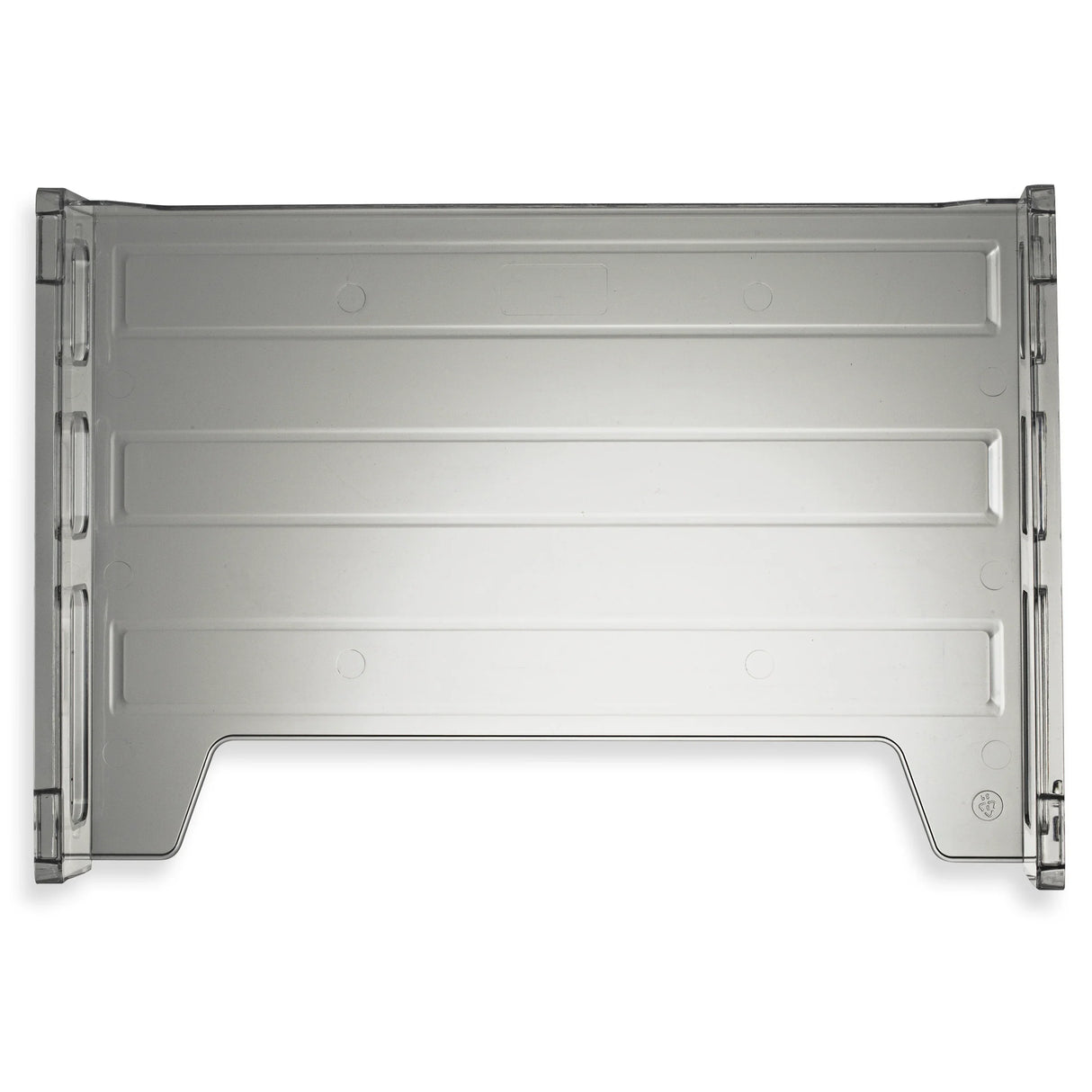 Clear plastic side load letter tray for office desk organization