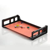 Black side load letter tray with orange paper and colorful binder clips for office organization