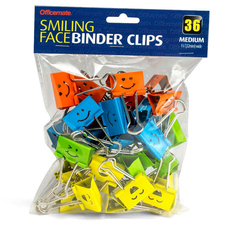 Officemate® Smiling Face Binder Clips - Medium