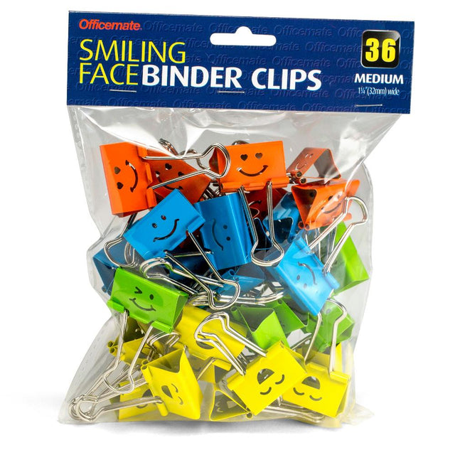 Officemate® Smiling Face Binder Clips - Medium
