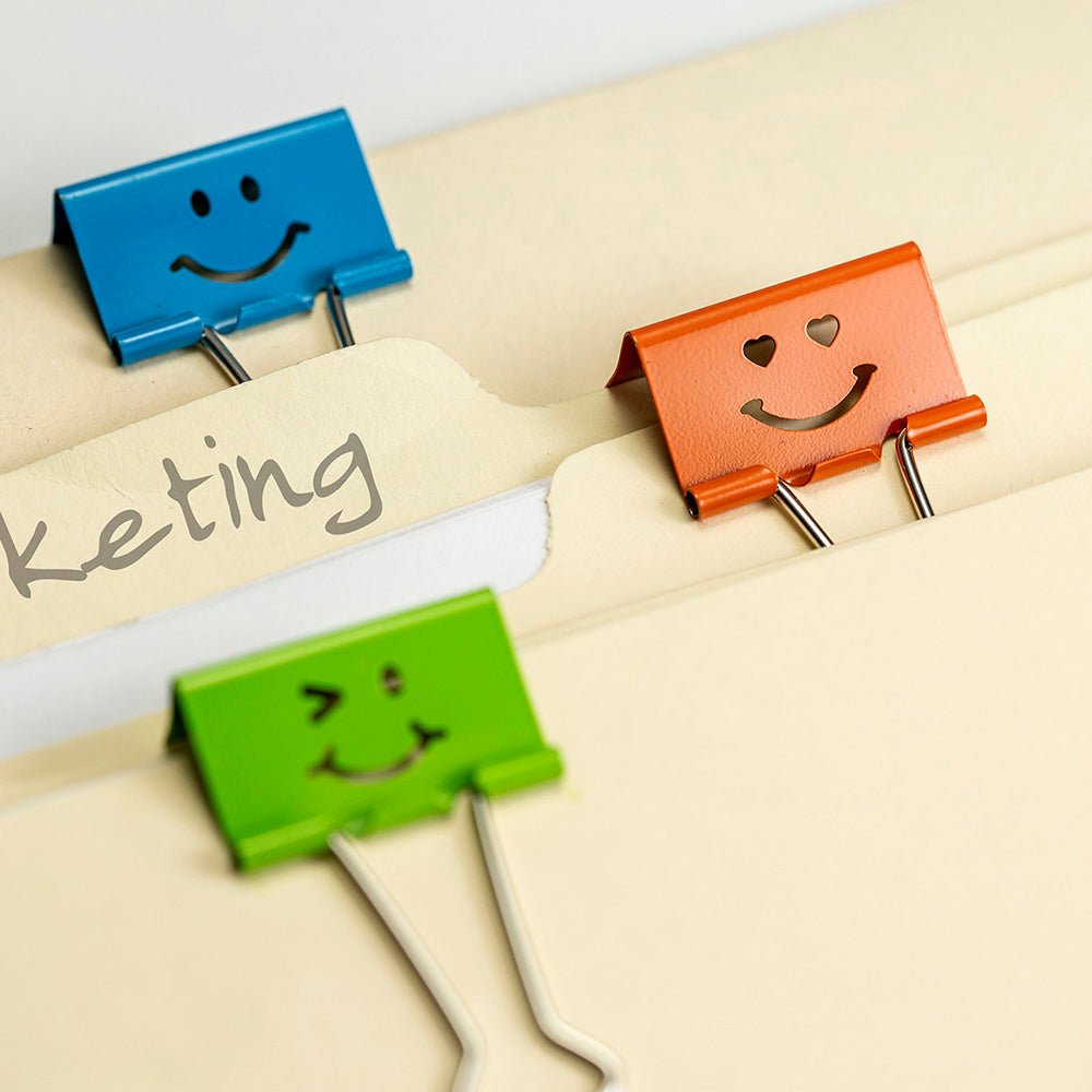 Officemate® Smiling Face Binder Clips - Medium