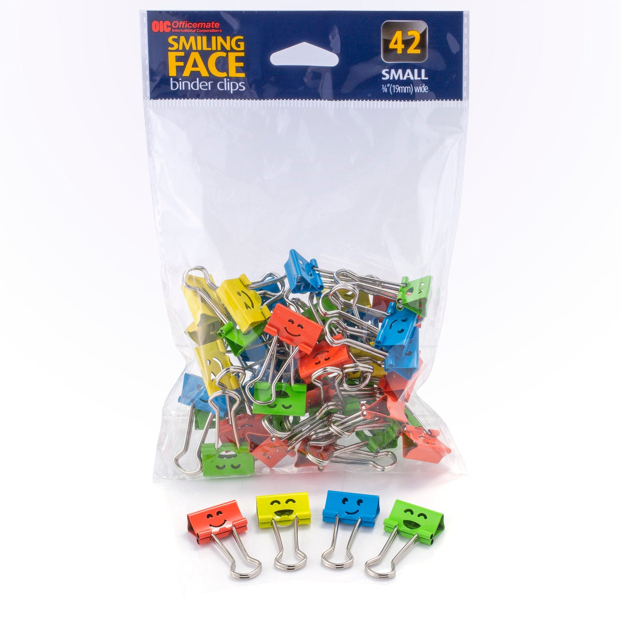 Officemate® Smiling Face Binder Clips - Small