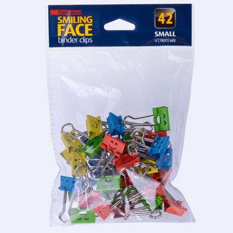 Officemate® Smiling Face Binder Clips - Small