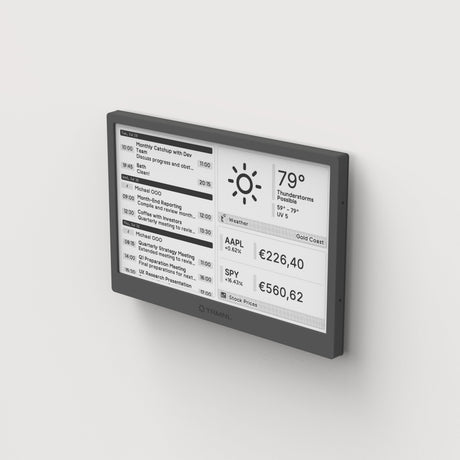 TRMNL OG ePaper display mounted on a wall
