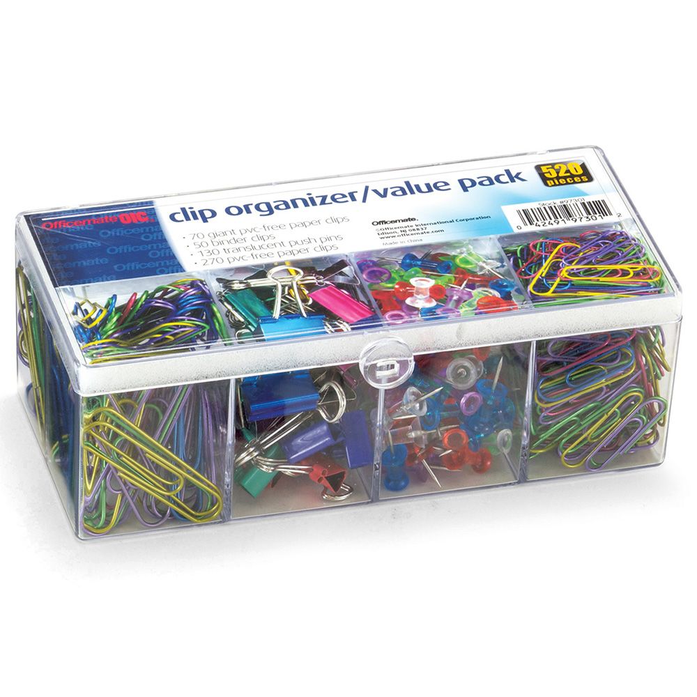Paper Clip and Clamp Value-Pack with Organizer