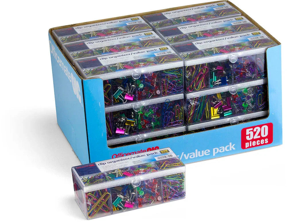 Officemate® Paper Clip and Clamp Value-Pack with Organizer